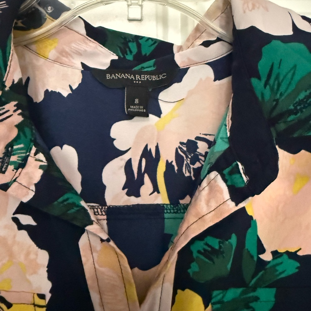 Banana Republic Navy Maxi Dress with Pink and Green Floral Print - Picture 2 of 4